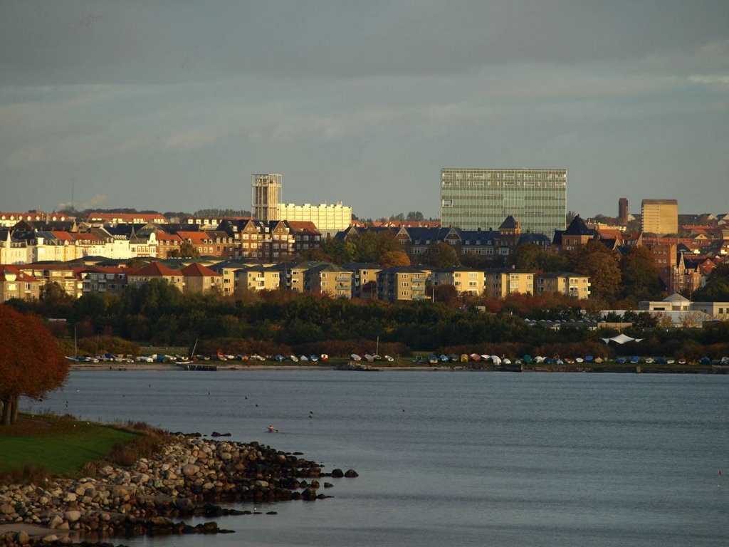 Harbour of Arhus seen from Hotel Marselis by Superboer