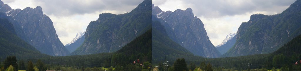 Oberes Rienztal - Blick von Toblach Richtung Monte Cristallo - X3D while driving by kwalit@