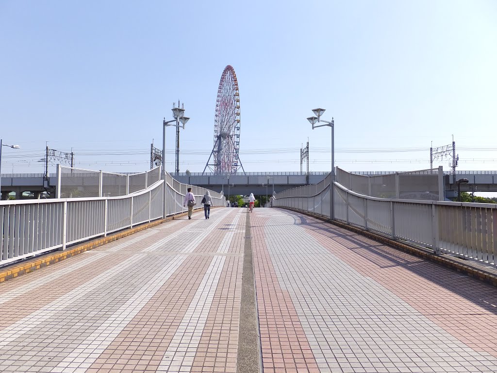 臨海橋　横切るＪＲ京葉線軌道　奥に葛西臨海公園の大観覧車 by kanto-soshu_osumi-beach