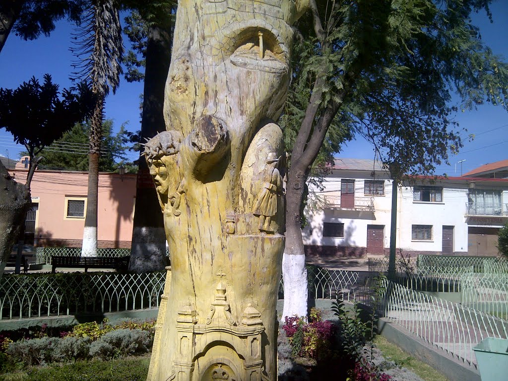 Tallado en árbol, Plaza de Arani by Werner Hoffmann Zabalaga