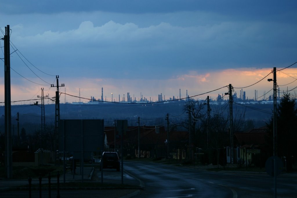 MOL Oil refinery from the top of the old town hill of Százhalombatta by MBagyinszky