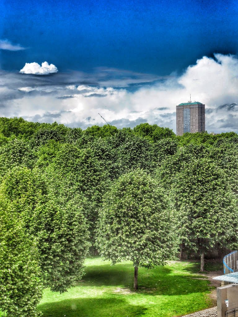 Le Parc de la Villette depuis la Cité de la Musique, Paris by Matopée