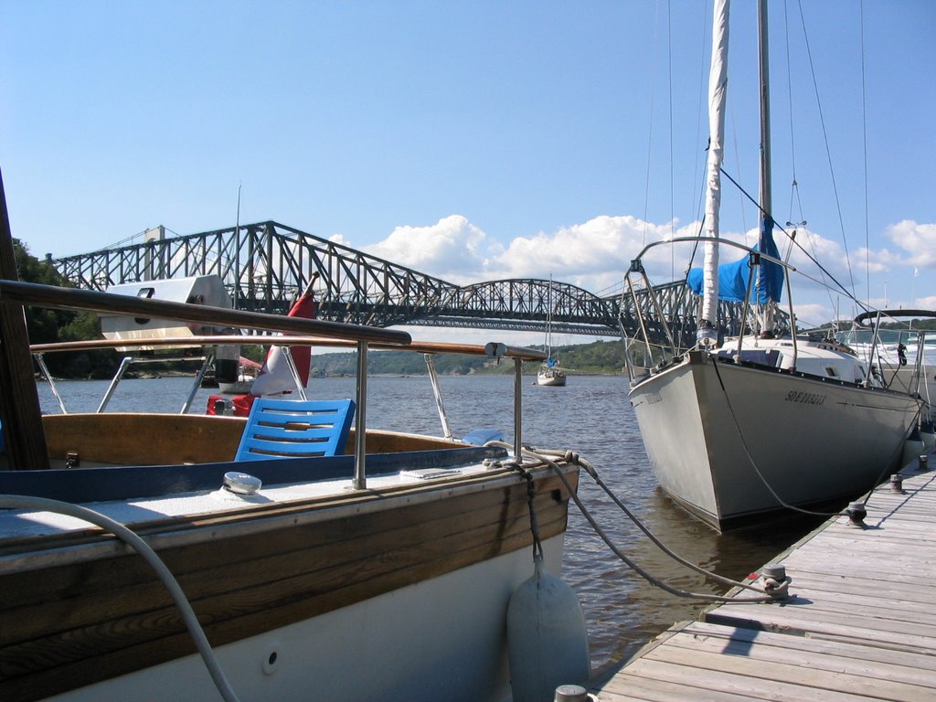 The Quebec city Bridges from St-Romuald marina (south shore)- Pont de quebec de la Marina St-Romuald by Martin Chose