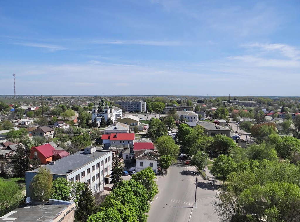 Вид з дзвінниці на центр Козельця, view from bell tower by hranom