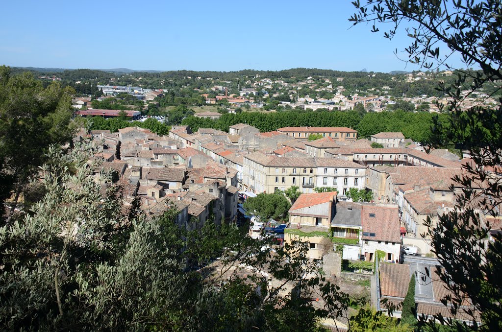 Panoramic view of Sommieres city from the castle to the West by Henq