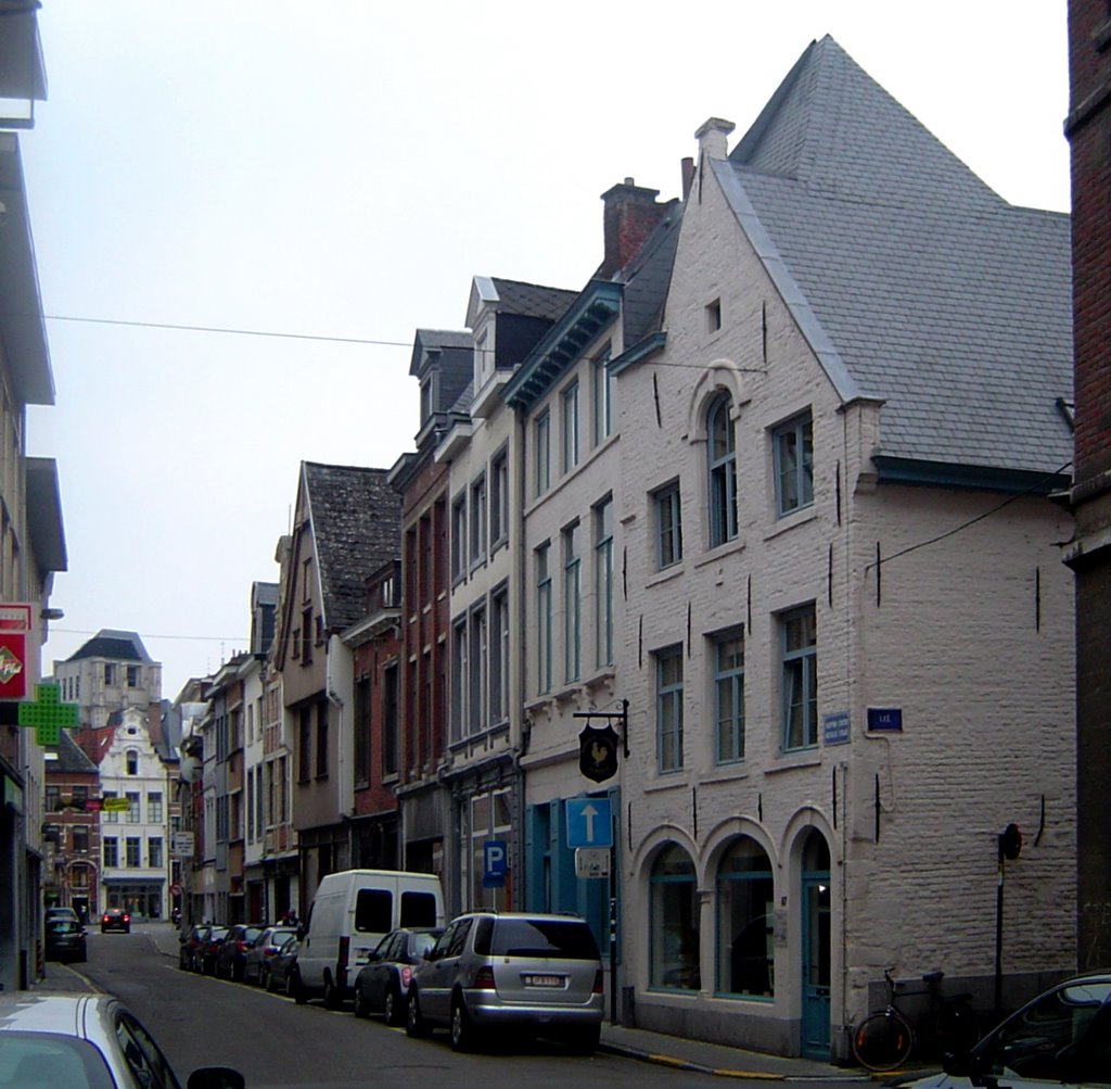 Richting Vismarkt van op de hoek van de Mechelse straat en de Lei by Johan Byloos