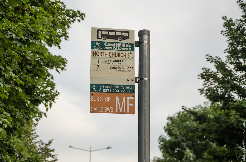 Bus stop sign in Cardiff (2012) by Alexander Kachkaev