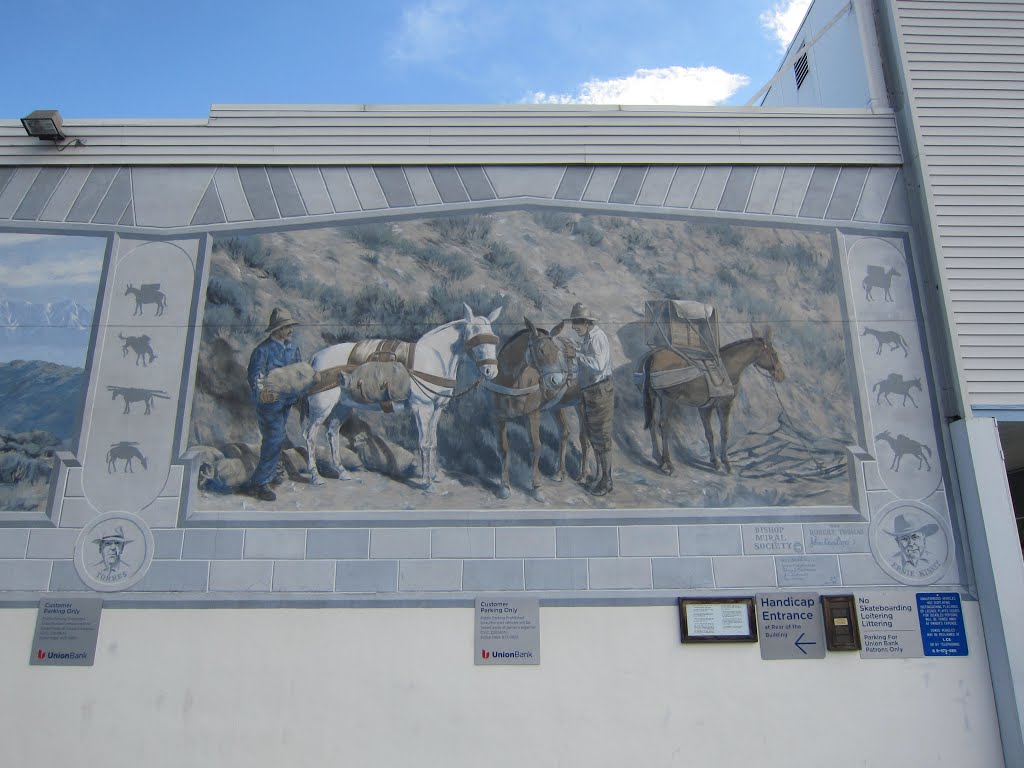 "Ernest Kinney Teamster Family - The Pack Mules" Mural in Bishop, California by Ranger Mosby