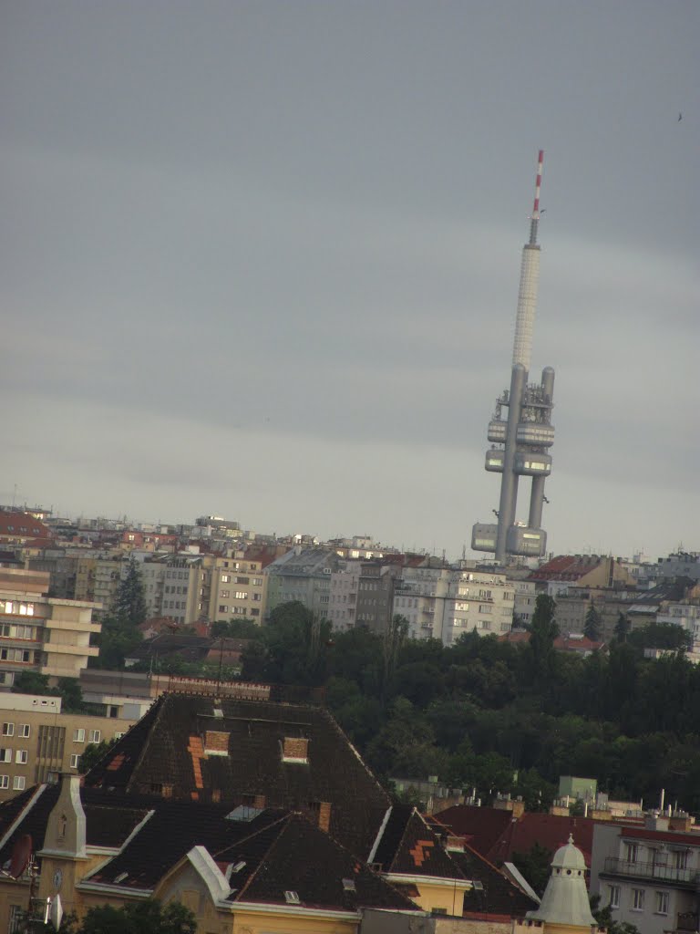 Praga , Strasnice CZ - Turnul TV Zizkov vazut de la Hotel Juno (31.07.13.) by Manoliu Ioan