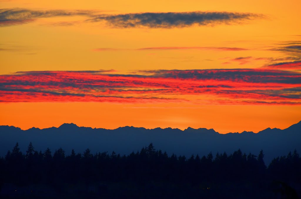 Sunset Gig Harbor, view from Gold Creek Blvd, Tacoma, WA by Lin@Bates