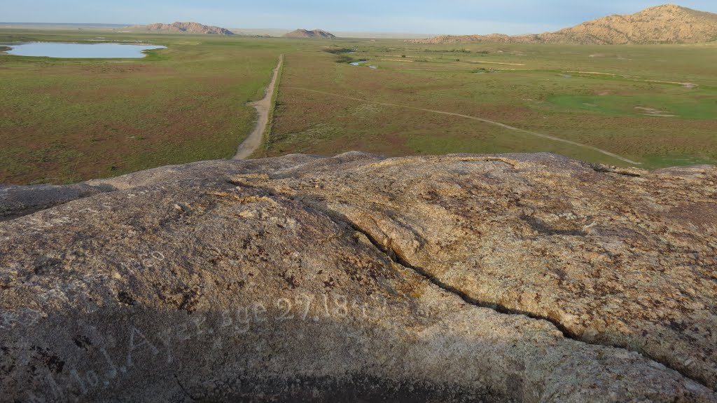 Top of Independence Rock with historic Milo J Ayer age 27 1849 inscription in foreground by phil h