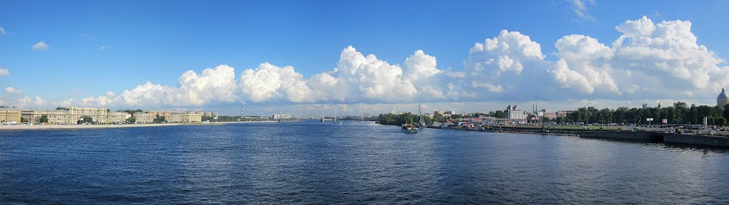 Panoramic View of Neva from Alexander Nevskiy Bridge / Панорама Невы с моста Александра Невского by Irreligious