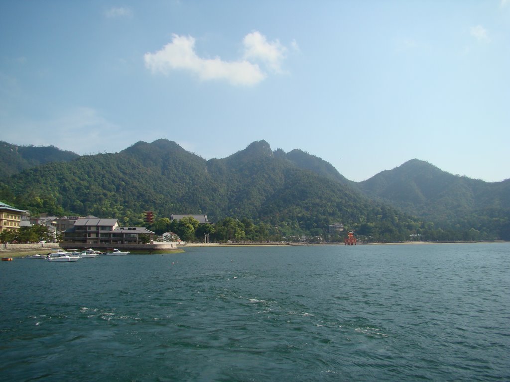 Miyajima from boat by Michael Berardozzi