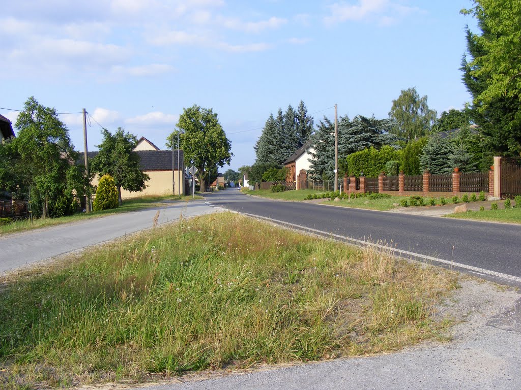 Kemmen, Stadt Calau, Niederlausitz. Kemmener Dorfstrasse und Abzweig nach Schadewitz an der Klepna. by velthurvik