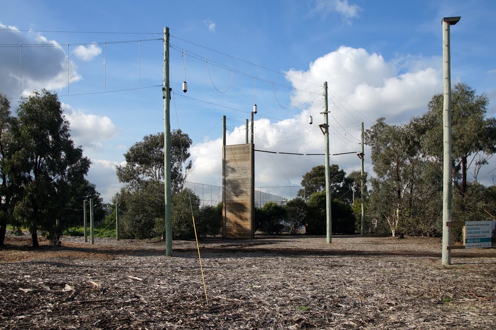 Riverside Golf and Tennis Centre High Ropes Challenge Course (2014). Built to provide a learning and training experience for individuals and community groups. by Muzza from McCrae