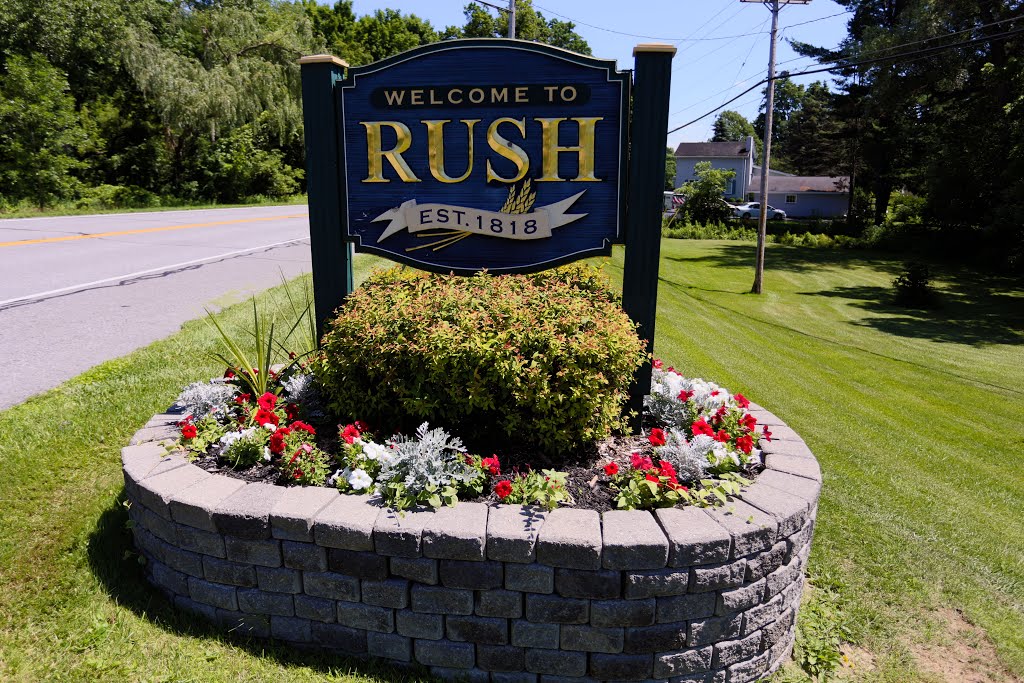 Town of Rush sign by Rochester Parks