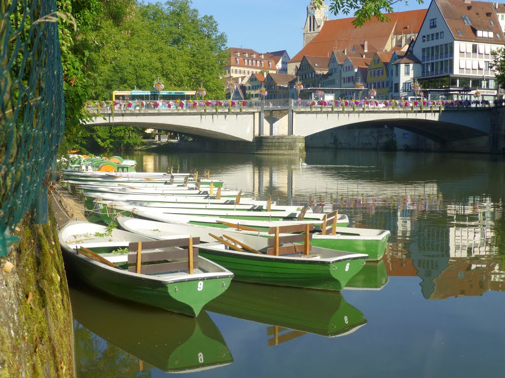 Boats on the Neckar River near Hotel Domizil Tübingen Germany by global_ant0n1us