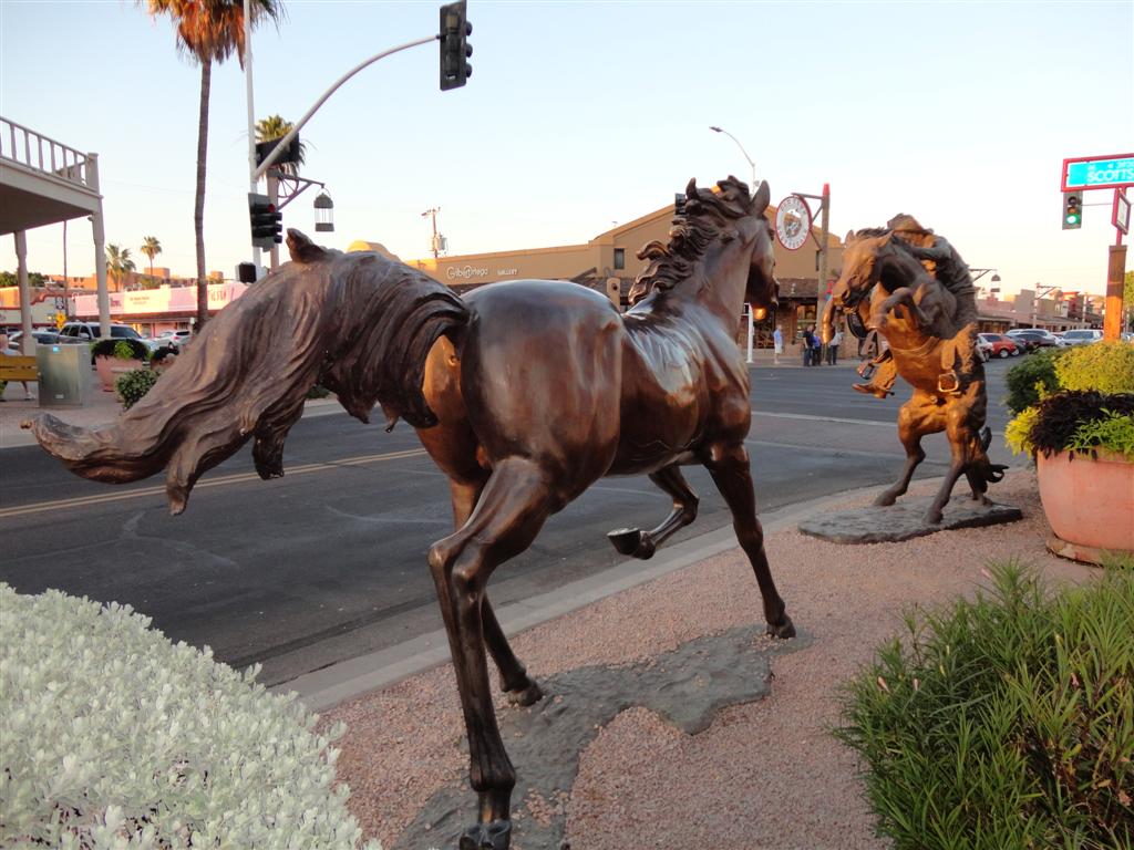 Bronze horses in motion, Old Towne, Scottsdale, AZ by marnox1