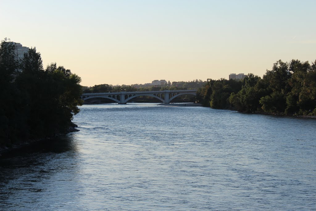 Calgary- Alberta- The Bow River- Langevin Bridge- View To Centre Street Bridge by cheets99