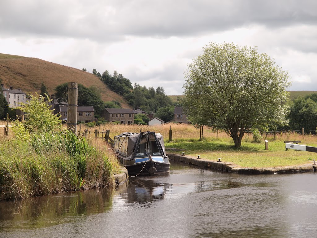 Mooring spur at lock No 46, July 2014 by Paul Dearden