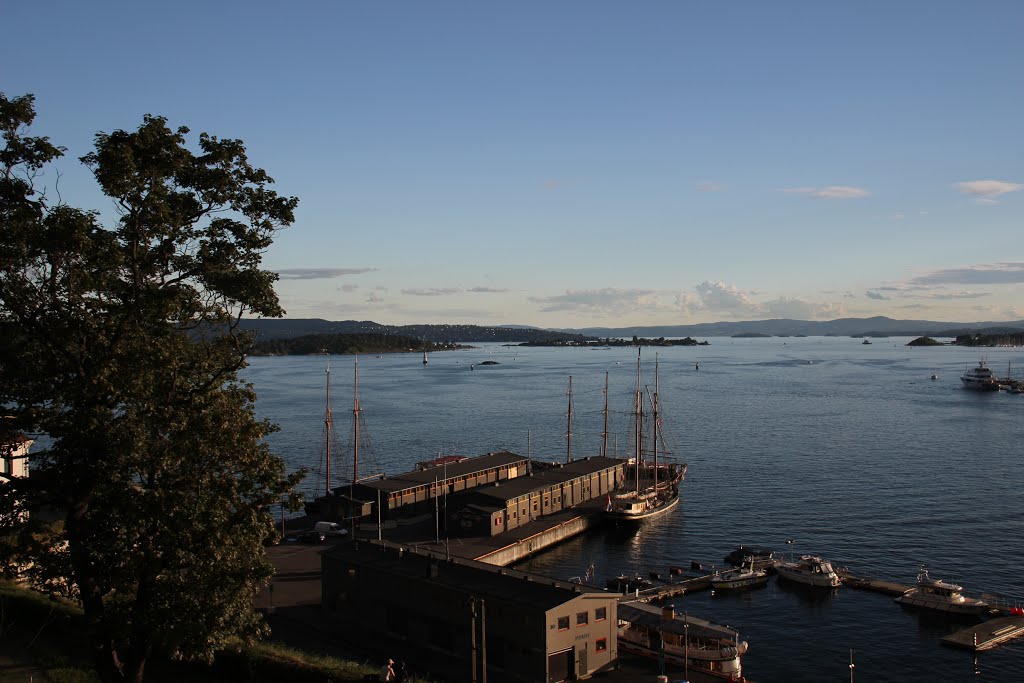 Festung Akershus, 0150 Oslo, Norwegen, im Juli 2014 in der Abenddämmerung: Blick auf den Fjord by kdh865