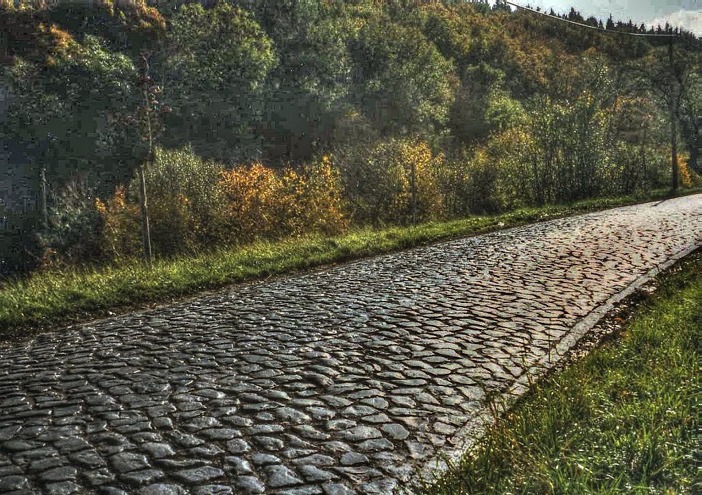 Die Strasse nach Garnbach mit dem alten Strassenbelag by K.-H. Vollrath