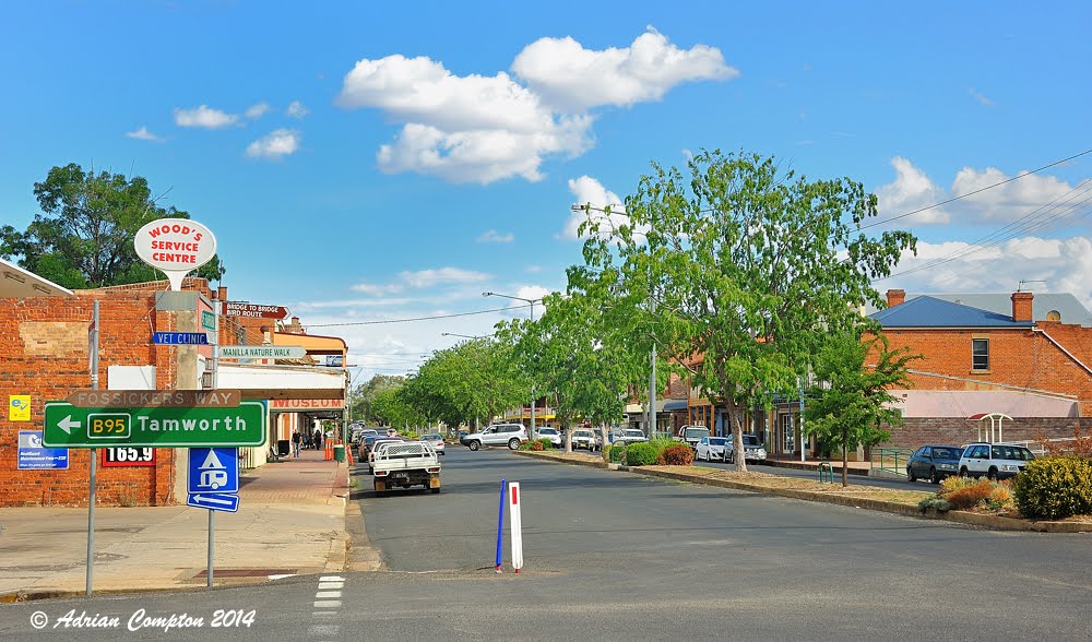 Manilla Street, Manilla - a view south. Feb 2014. by Adrian Compton