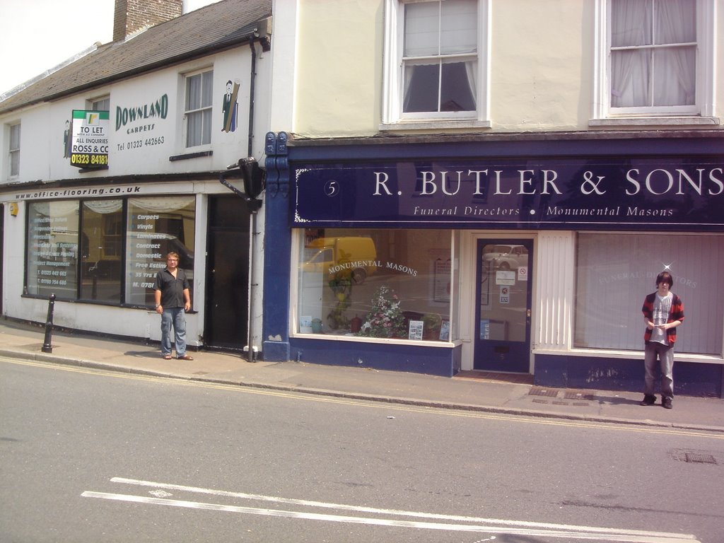 Mr Hailsham outside the funeral directors, Station Road by mr Hailsham