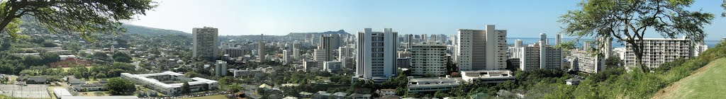 Panorama of Honolulu form the Punchbowl - National Memorial Cemetery of the Pacific - Honolulu, Oahu, Hawaii by geocheb