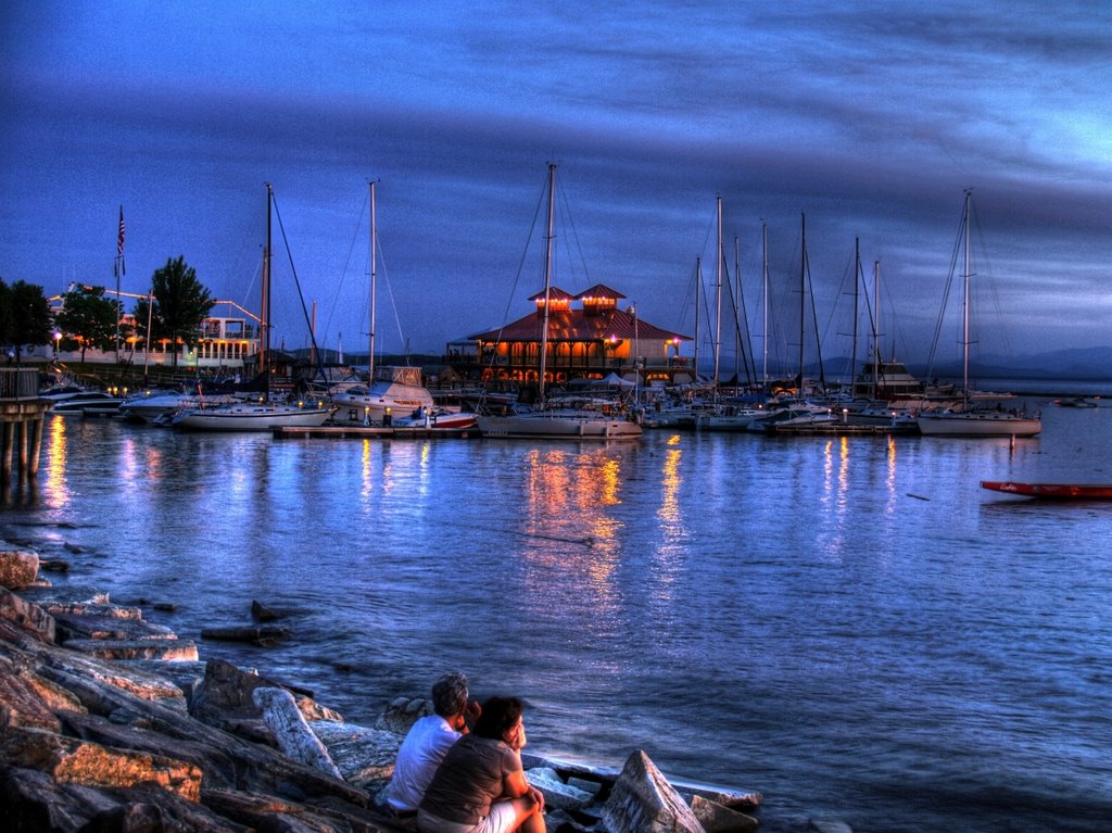 Night Scene at the docks in Burlingon, Vermont (HDR) by swift447