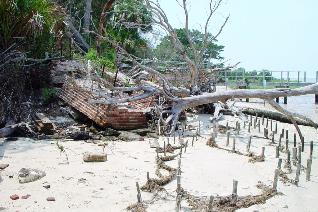 Sawmill foundation ruins, town wiped out by 1896 hurricane (5-25-2008) by Ken Badgley