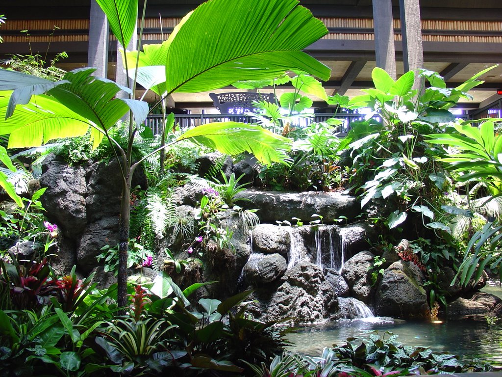 Polynesian Resort lobby water fall 1 by james_type_thing