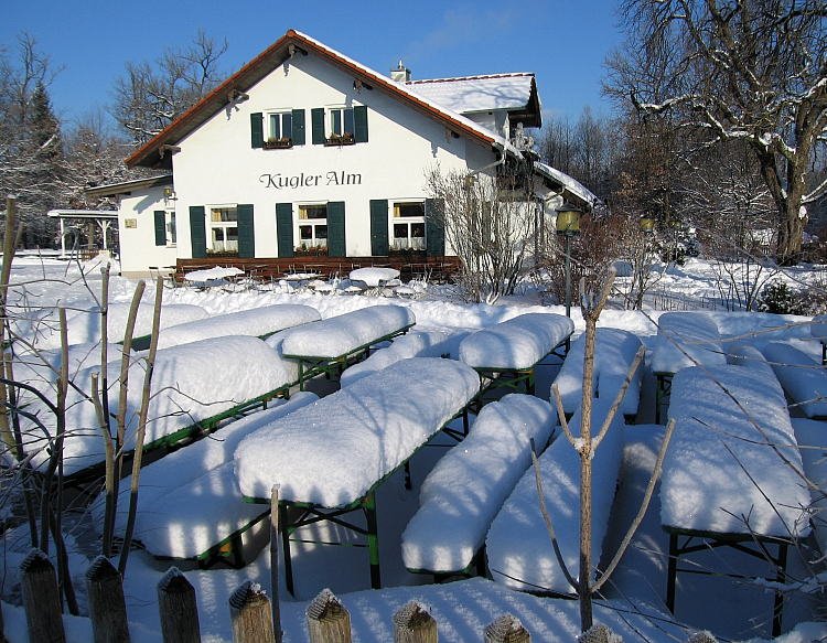 Kugler Alm biergarden moderate winter view by the Golftraveller