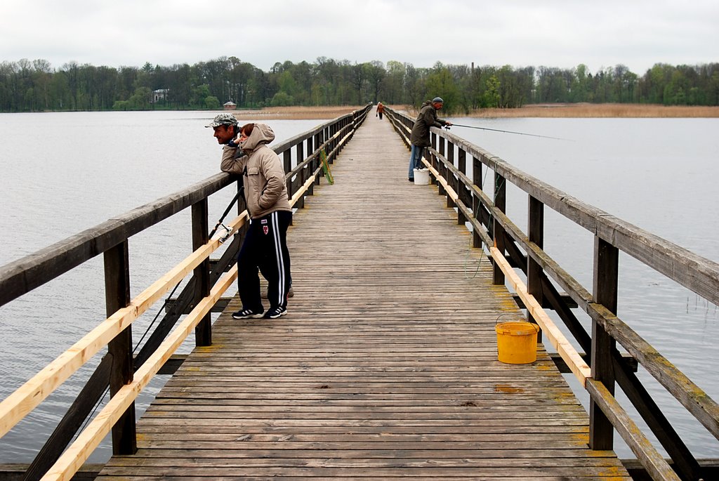 Birzai, wood's bridge through lake Sirvena by Renatorius (Reno)