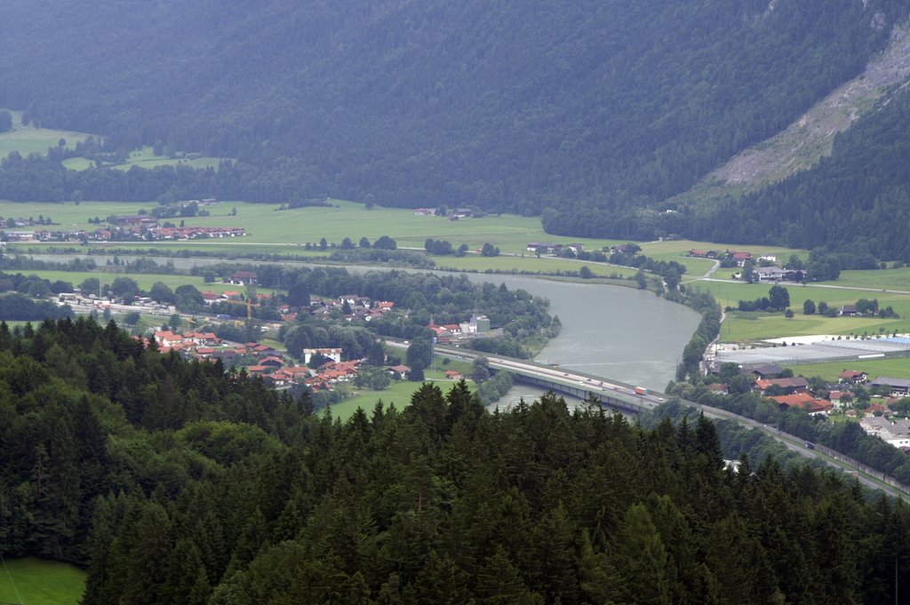 River Inn passing Kiefersfelden seen from Thierberg by Uwe Schwarzbach