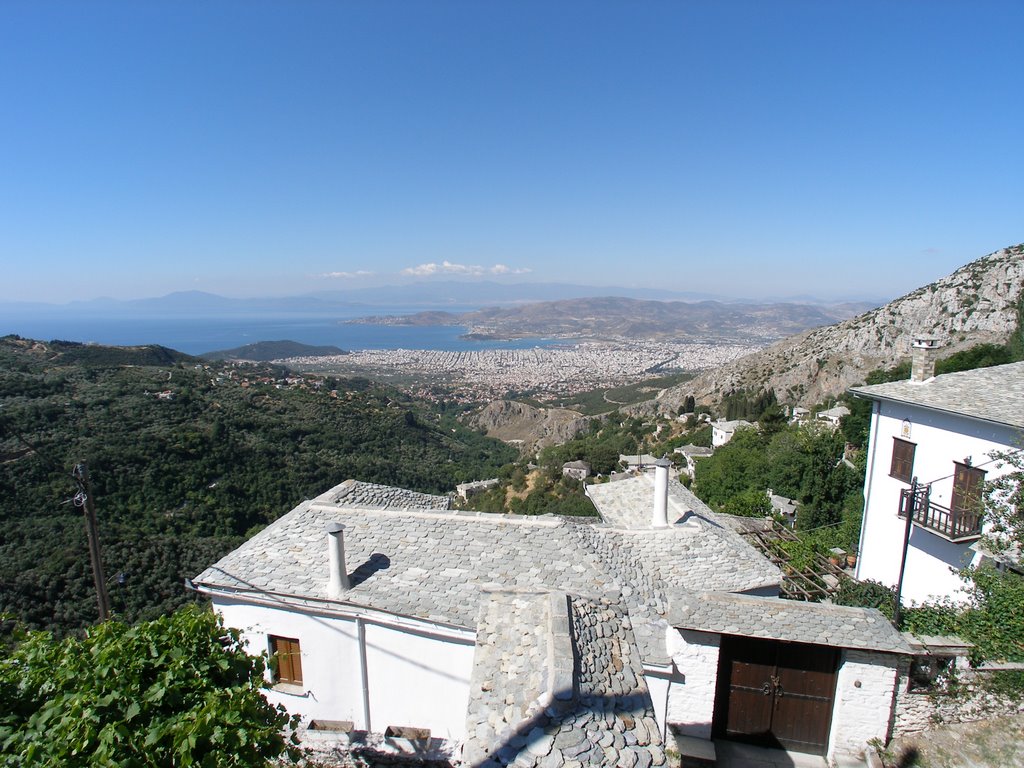 LOOKING AT THE PORT OF VOLOS FROM MAKRINITSA by Archimedes Nikolakis