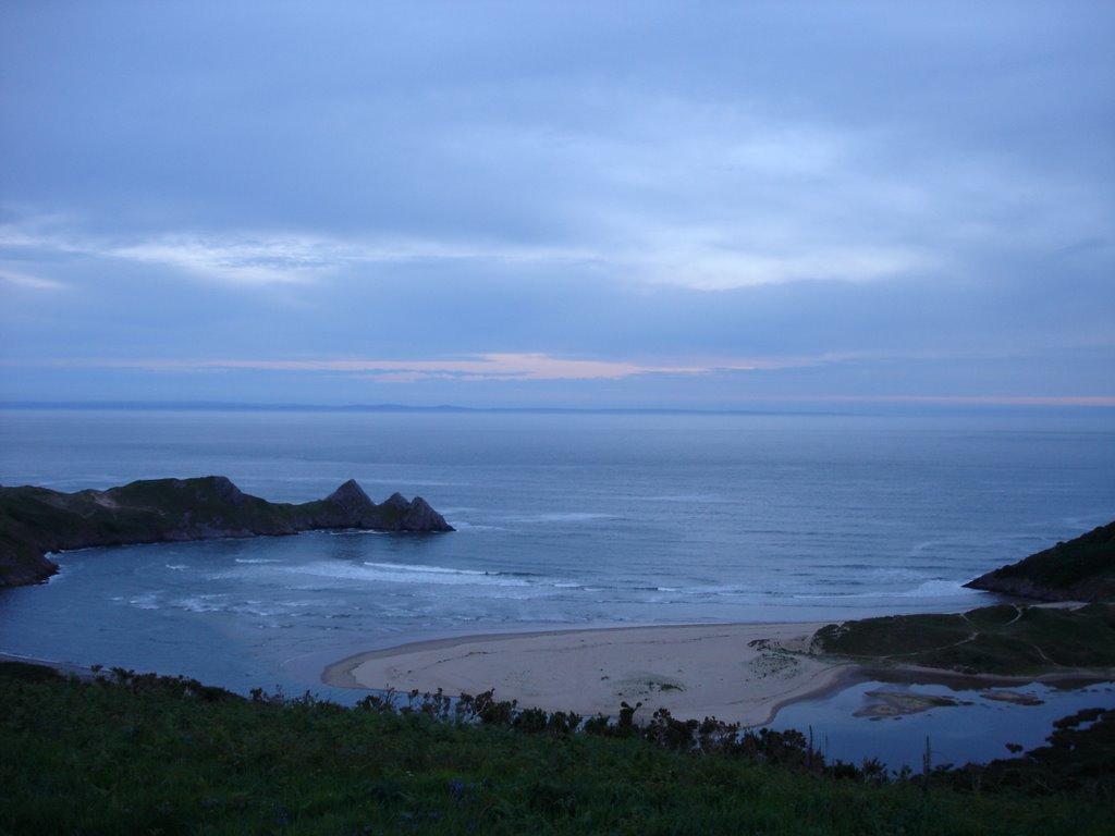 Three Cliffs Bay Campsite - Dusk. by David Booth