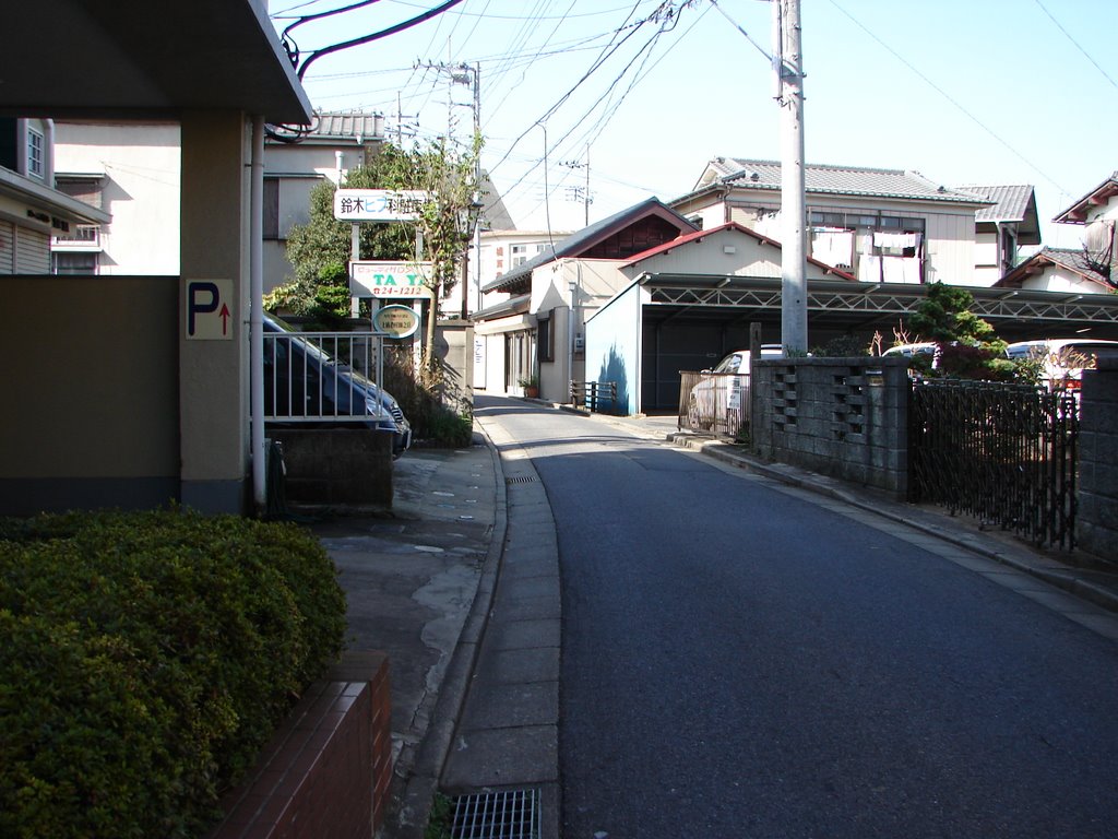 A back street in Narita. You can see the roofs on the map that appear in the picture. by Dazeysan