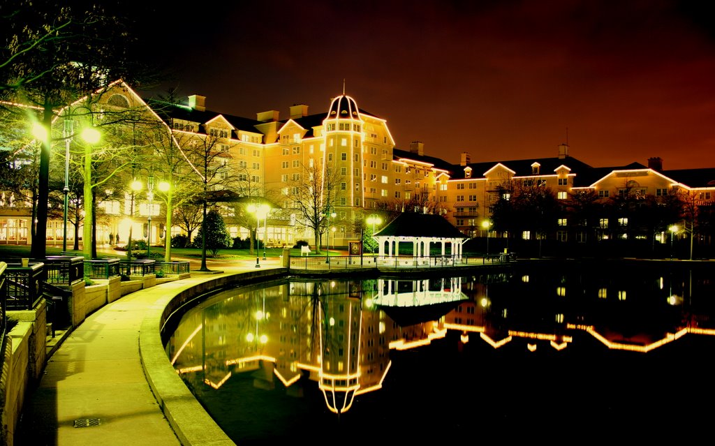 Disneyland Paris Newport Bay At Night by pj2003