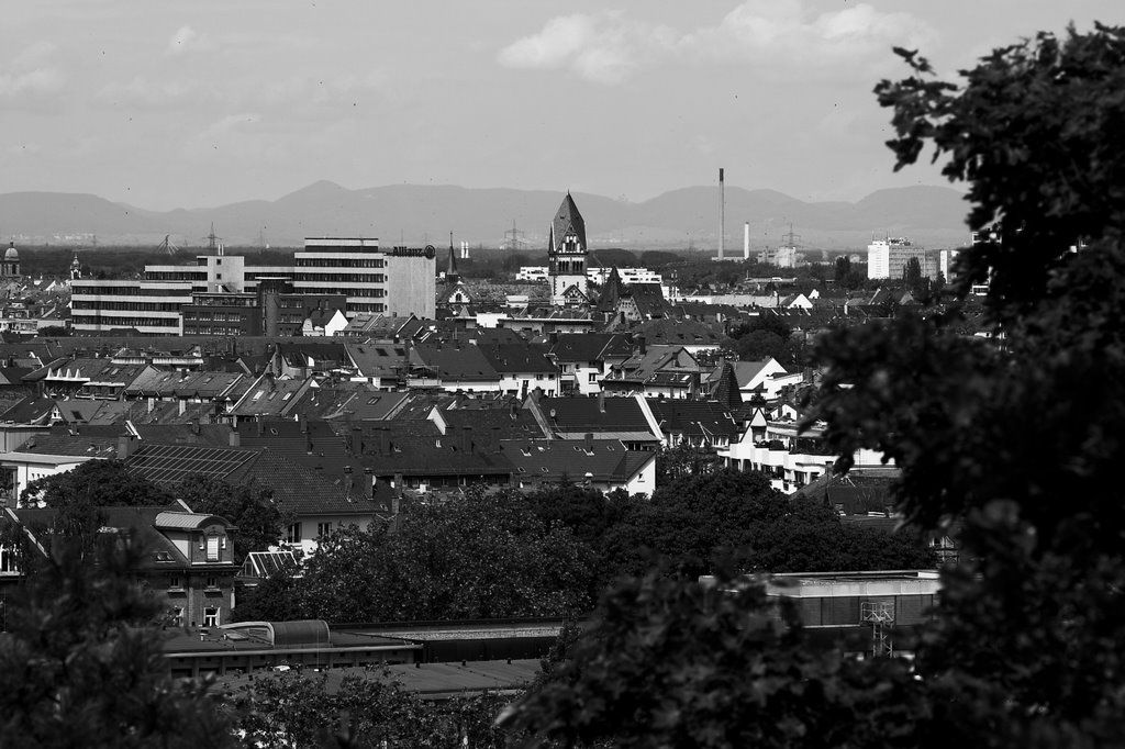 Karlsruhe Lauterberg Blick über Südweststadt Richtung Weststadt und ESSO by rojo0001