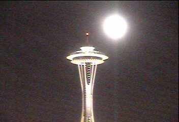 Space needle with moon by ratajik