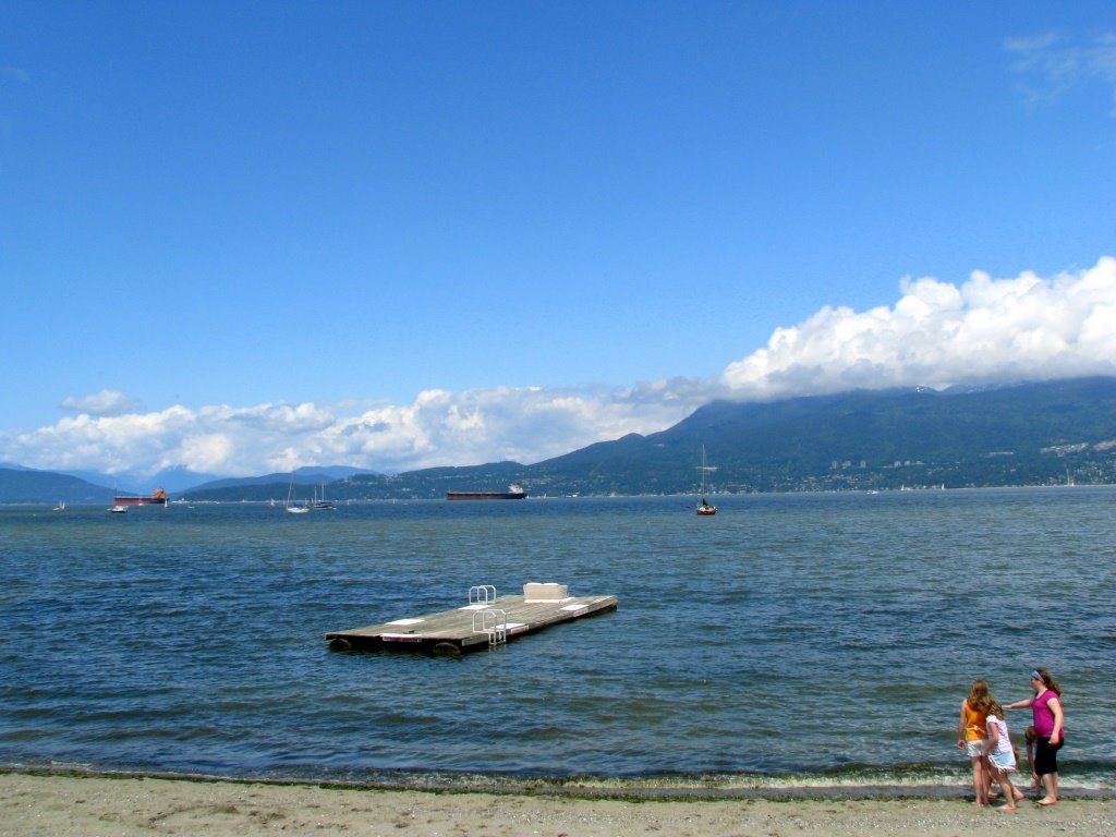 Swimming raft (and couch) at Jericho Beach by Nawitka