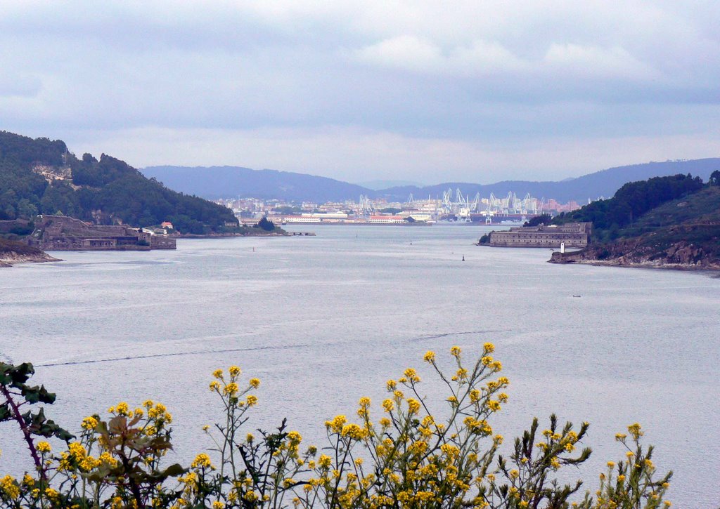 Desde Punta Segaño, entrada a la ría de Ferrol. Izquierda castillo de San Felipe, derecha castillo de La Palma by Angel Filgueiras