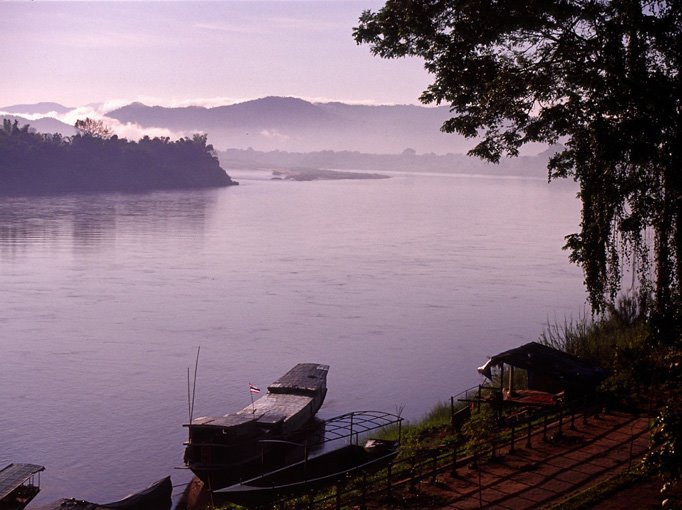 Chiang Khong overlooking Laos on the other side of the Mekong by dlumenta