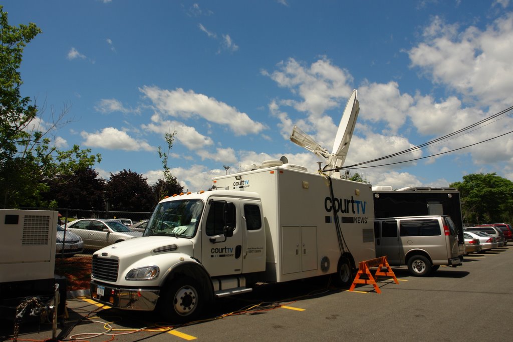 Court TV Satellite Uplink Truck in parking lot of the Woburn Superior Court - Woburn, MA by John M Sullivan