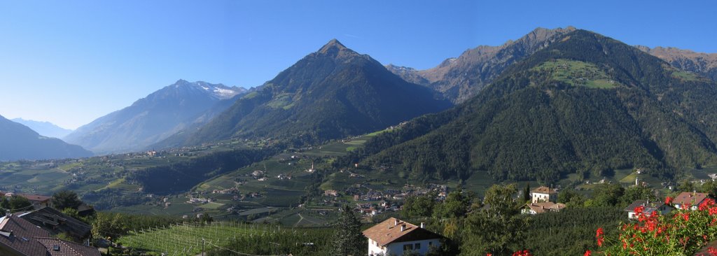 Panorama von Haus Grafenau,Schenna, Richtung Dorf Tirol mit Mutspitze by Frank Westermann