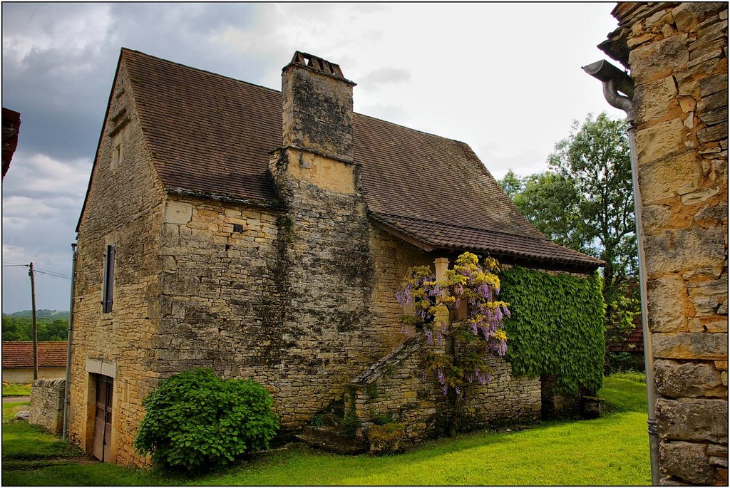 CAMPAGNAC-LES-QUERCY [24] - Belle maison avec balet (*) fleuri de glycine et pigeonnier en pignon à Spentirat . (mai 2008) by Michel Chanaud