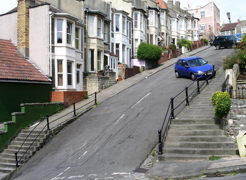 Reputedly the steepest residential street in Europe - Vale Street, Totterdown, Bristol by David P