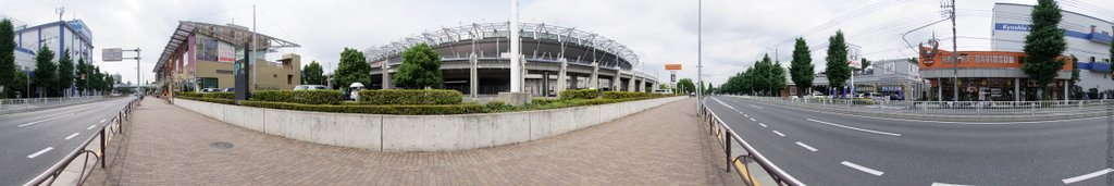 Koshu kaido 26km post, Tokyo Olympic marathon turning point, Ajinomoto stadium / 甲州街道26kmポスト, 東京オリンピックマラソン折返点, 味の素スタジアム 200806 [360˚ equirectangular] by S0G