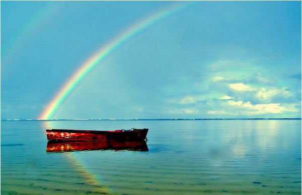 Rainbow behind the boat,2004 by Tianzhan